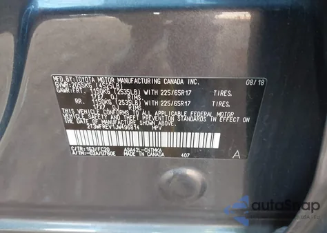 2018 Toyota Rav4 Xle from USA, damaged, VIN 2T3WFREV1JW496814